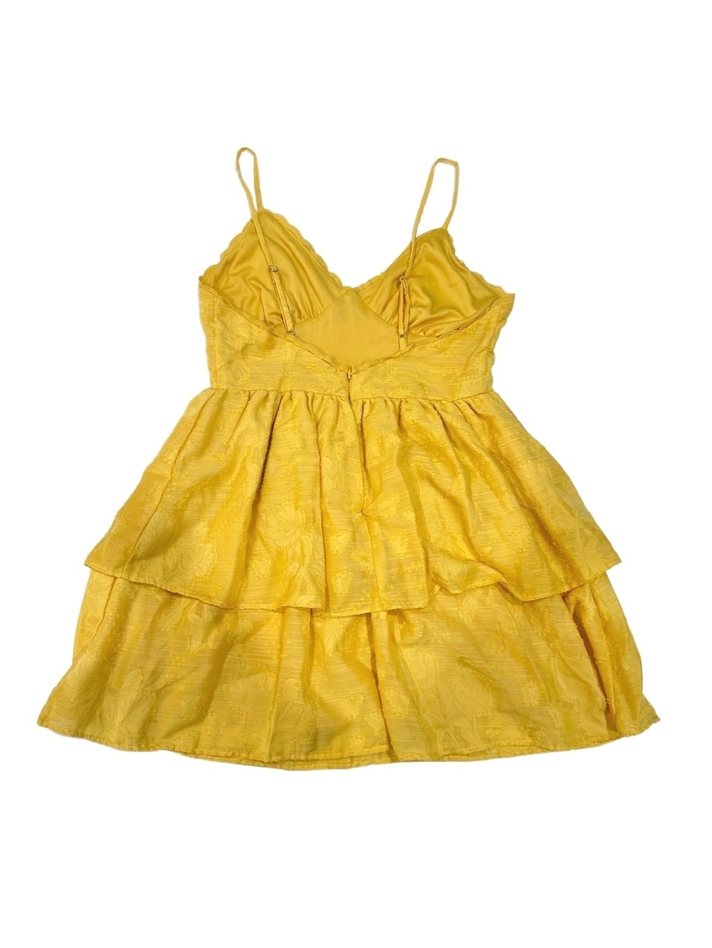 Wild Fable Yellow Floral Jacquard Tiered Mini Sundress Small - Picture 4 of 9